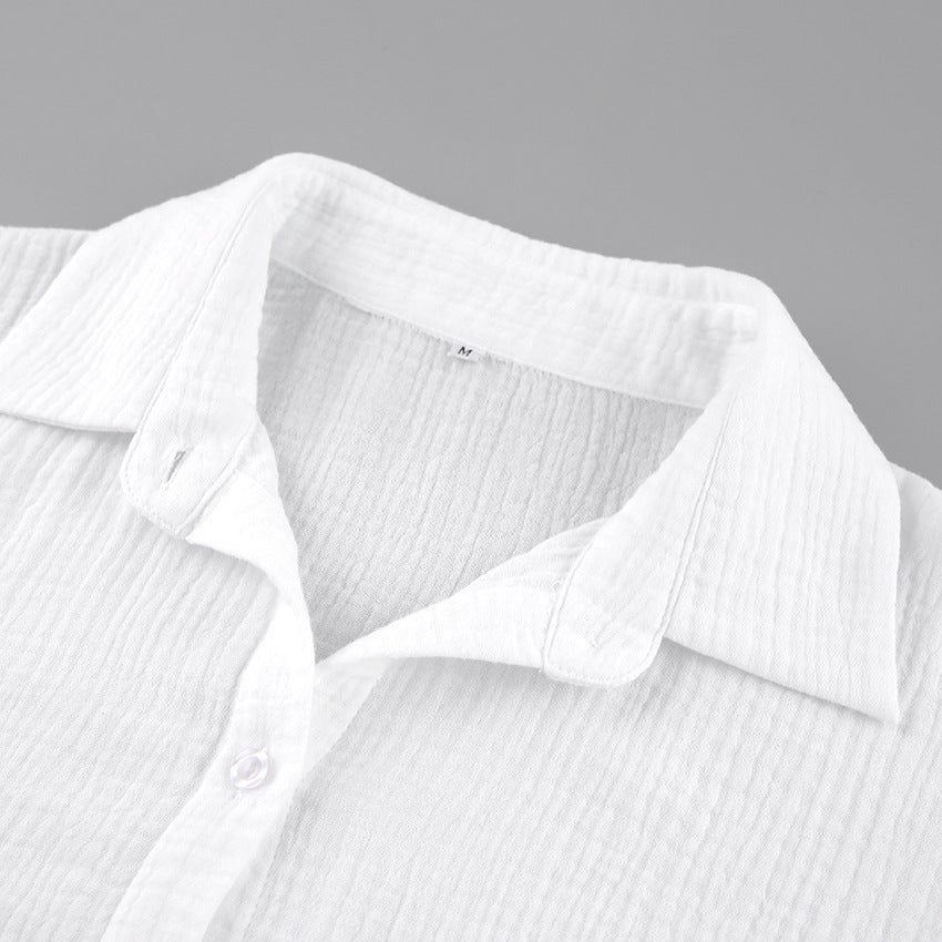 Flared Sleeves Long Sleeves Shirt Pure Cotton Leisure Commute Niche White