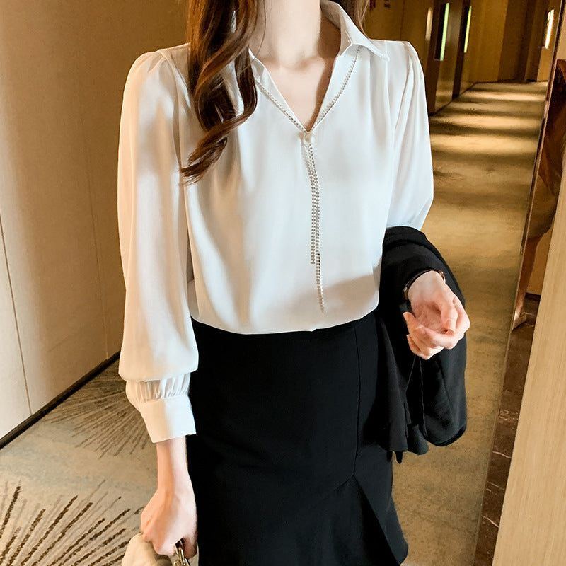 Versatile V-neck Long Sleeve Shirt For Women - Jointcorp