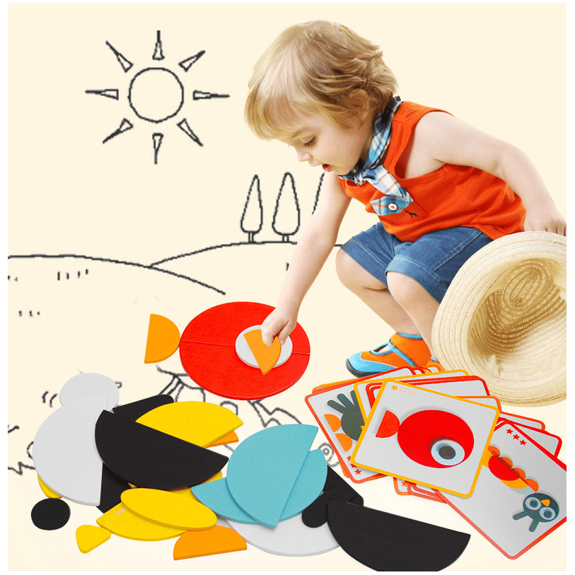 Tangram Jigsaw 3D Animals Puzzle Kids Wooden Toys for Children Games Creative Puzzles Early Learning Educational Toys