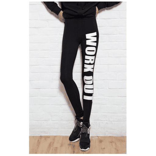 Letter printed cotton leggings mid-rise cropped pants yoga pants - Jointcorp
