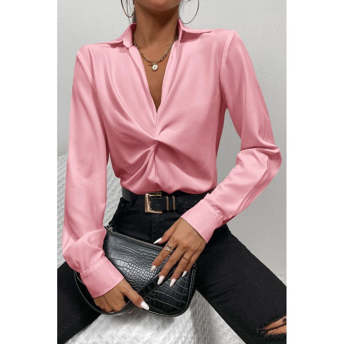 Fashion Casual V-neck Shirt Women's Clothing
