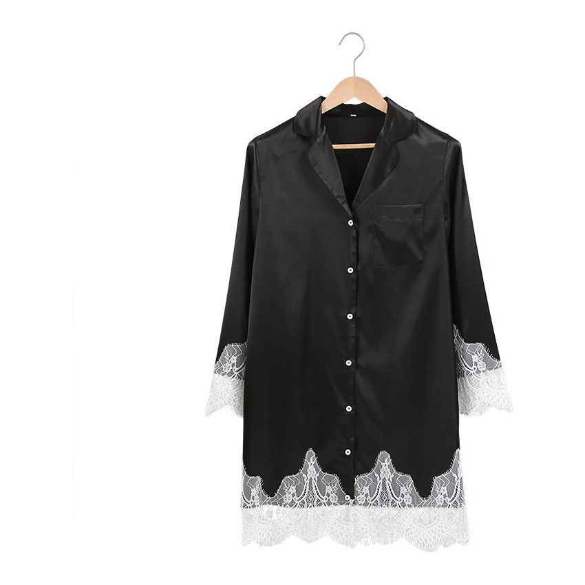 Silk Nightgown Comfortable Pure Color Pajamas - Jointcorp