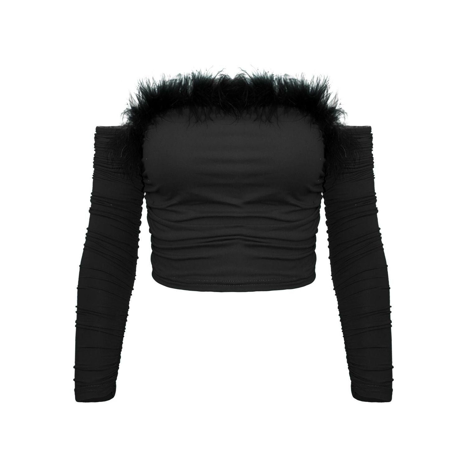 Vintage Hair-neck, Long-sleeved Top With A Strapless Neck And A Backless Shoulder