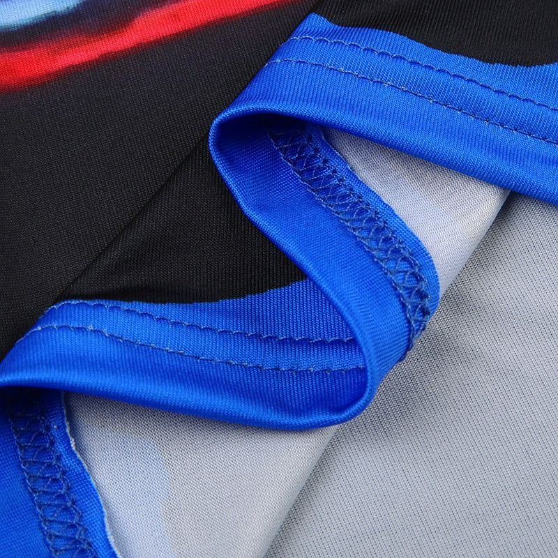 Street Cool Motorcycle Hot Girl Style Irregular Color Matching Printing Slim Fit Sleeveless Vest - Jointcorp