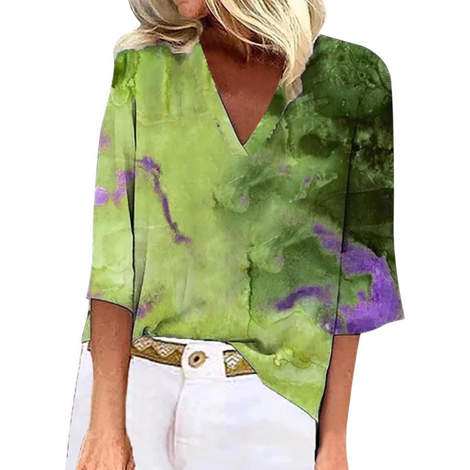 Spring And Summer New Pullover Loose Tie-dye Print T-shirt Top