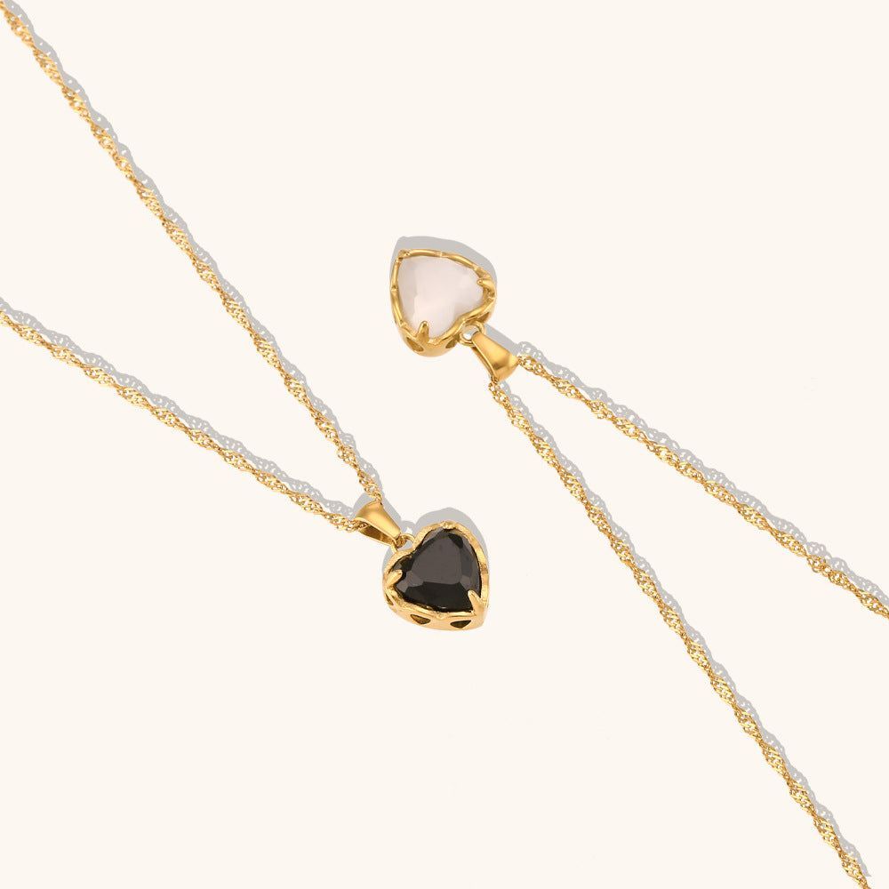 Heart-shaped Zircon Pendant Clavicle Chain Niche Gold Necklace Ornament - Jointcorp
