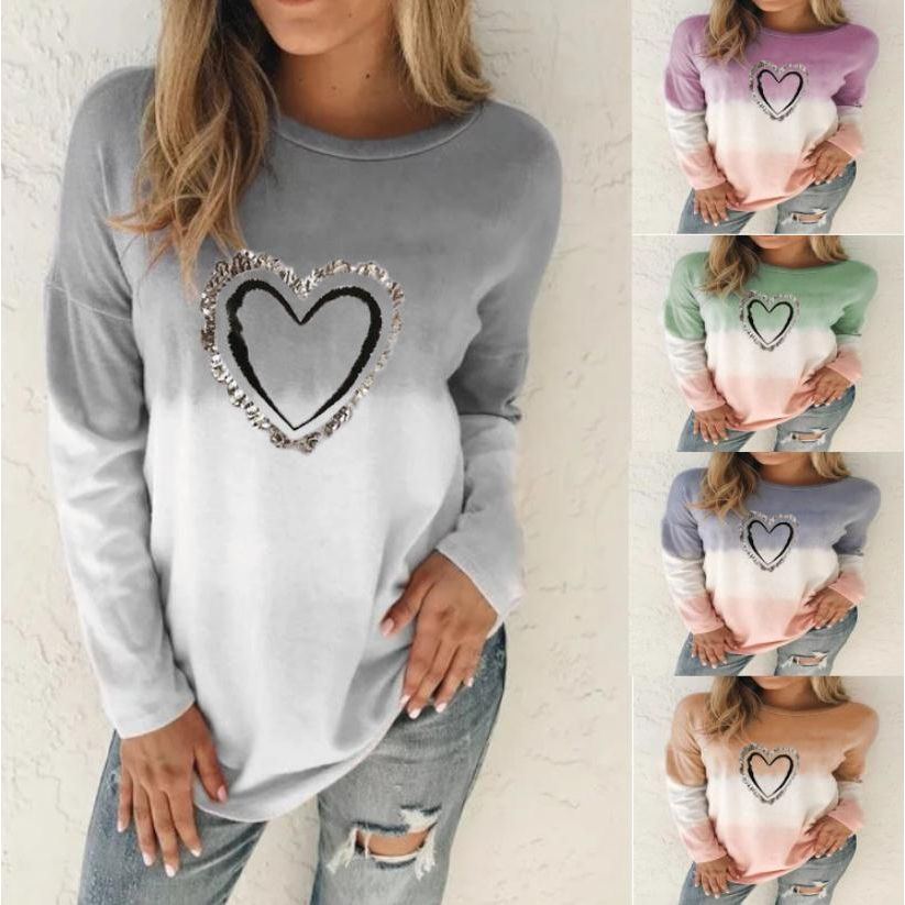 Gradient Printing Loose Pullover Long Sleeve - Jointcorp