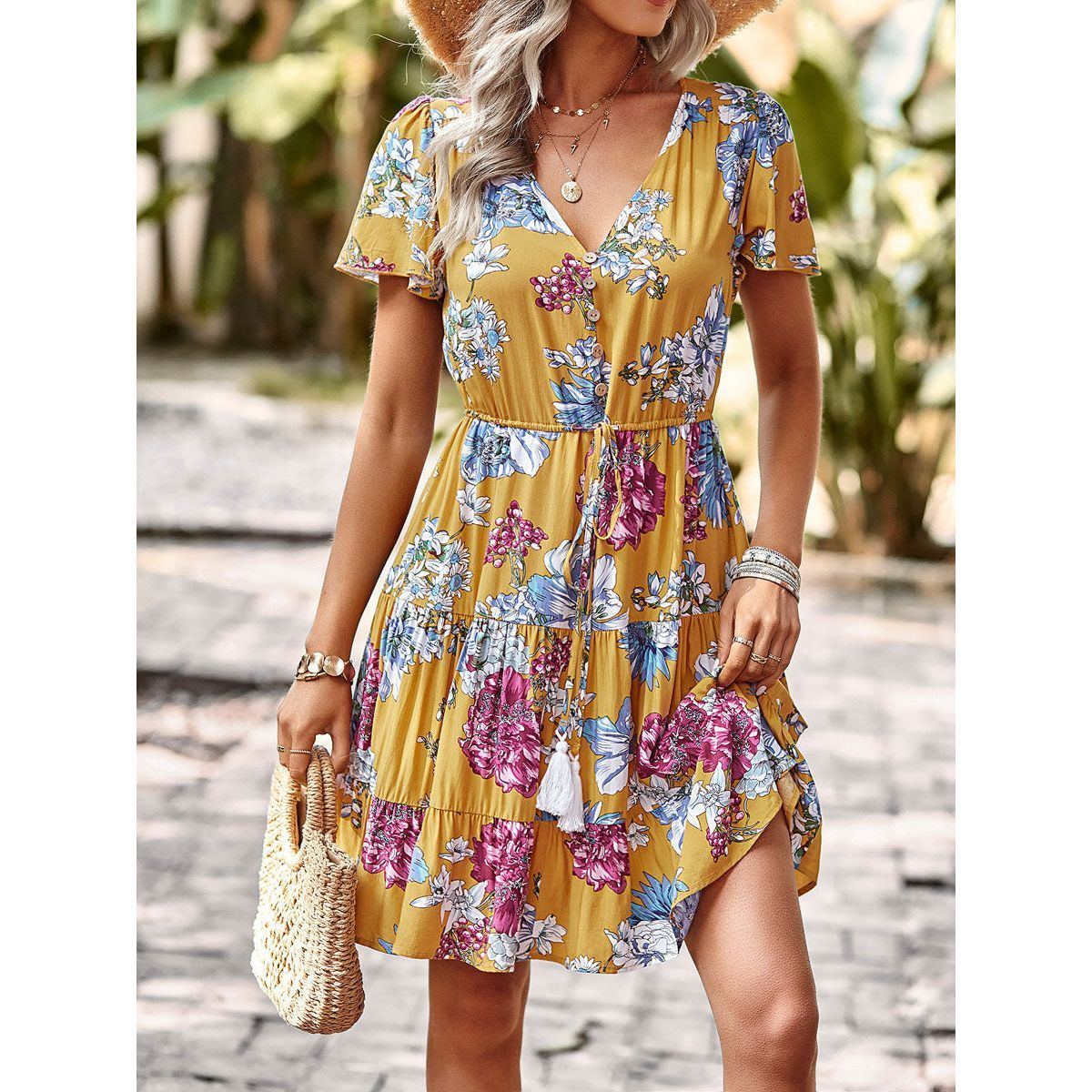 Women Summer Casual Printed Maxi Dress Party Evening Dresses - Jointcorp