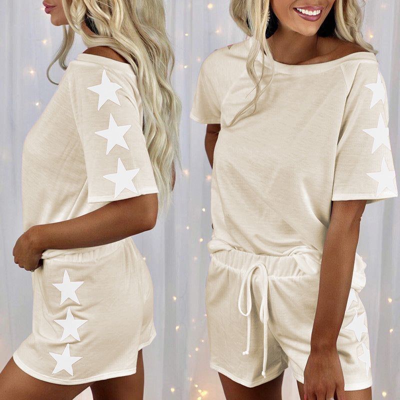 Round Neck Fashion Casual Suit Home Service Pajamas Women - Jointcorp