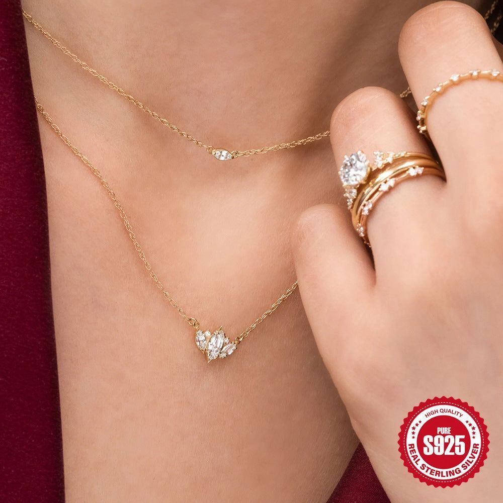 S925 Sterling Silver Single Row Diamond Necklace For Women - Jointcorp