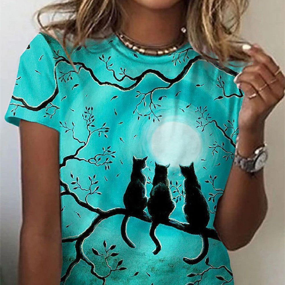 Pattern Painting 3D Printing Short-sleeved Women's T-shirt