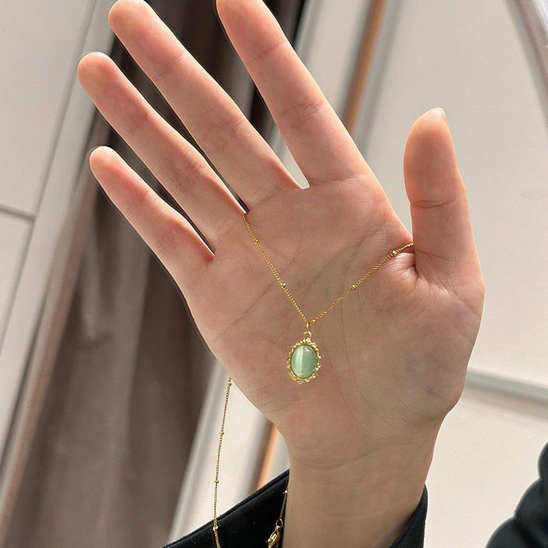 Women's Fashion All-matching Opal Titanium Steel Pendant Necklace - Jointcorp