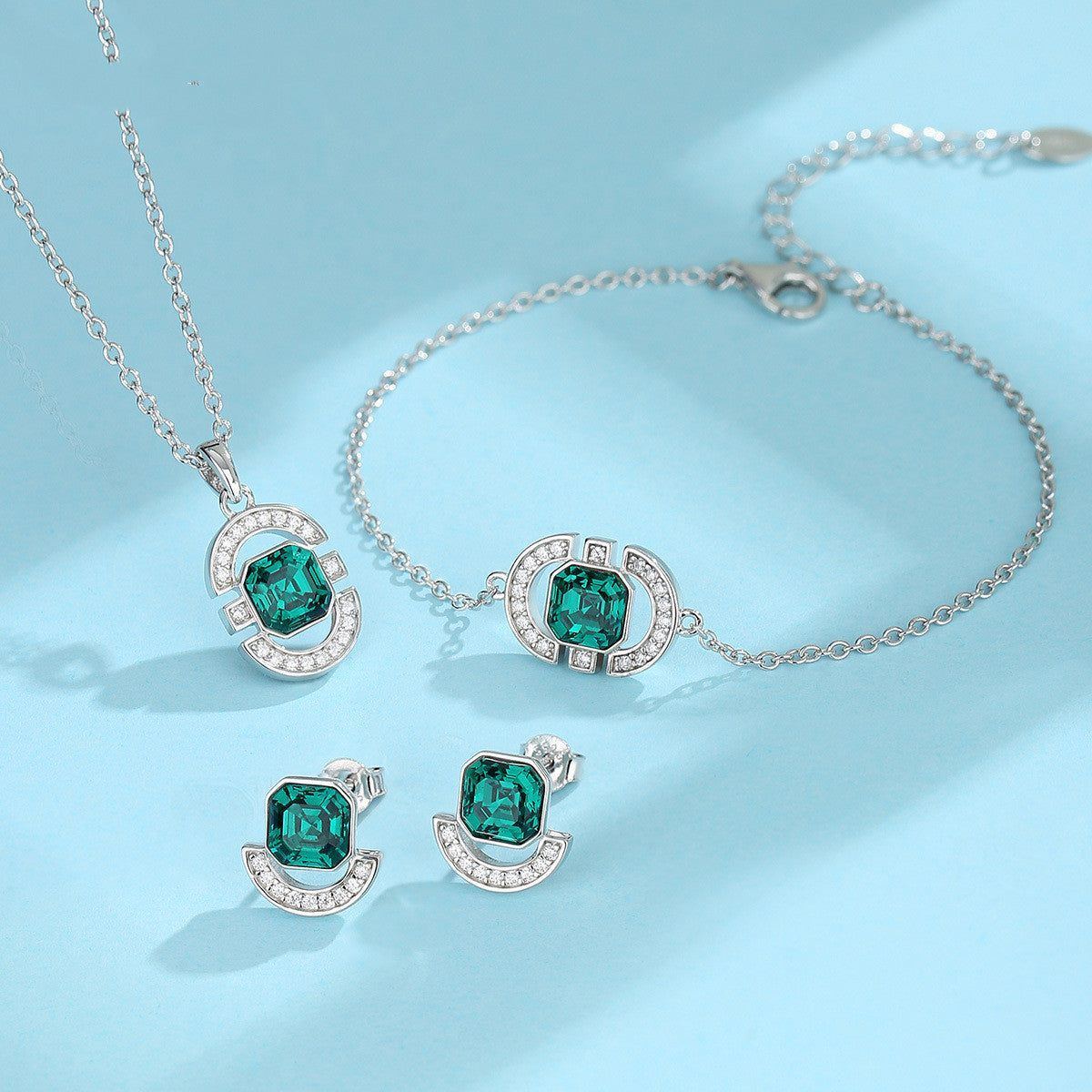 Necklace S925 Sterling Silver Square Jewelry Set - Jointcorp