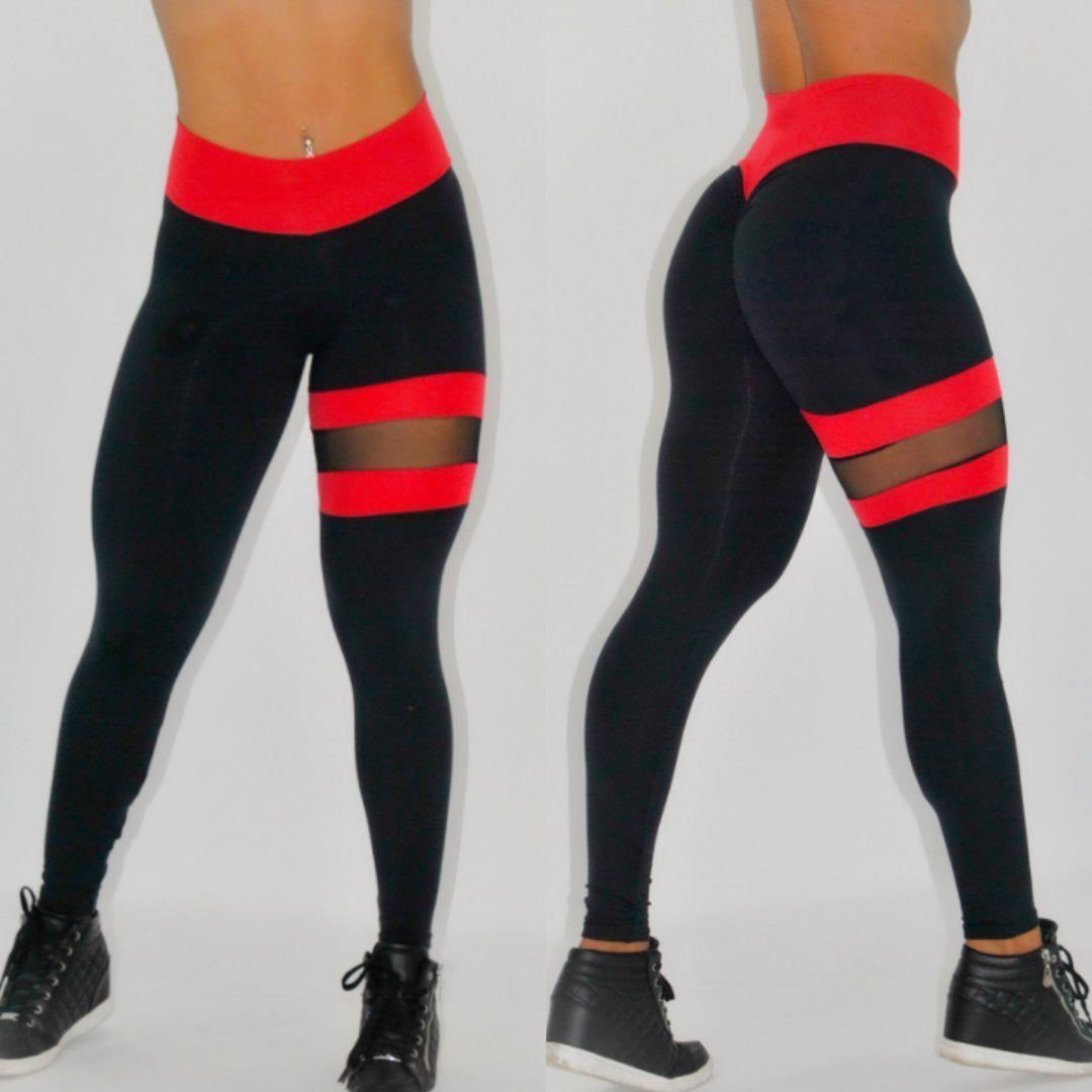 Thigh Double Ring Contrast Color Yoga Pants High Stretch Leggings - Jointcorp