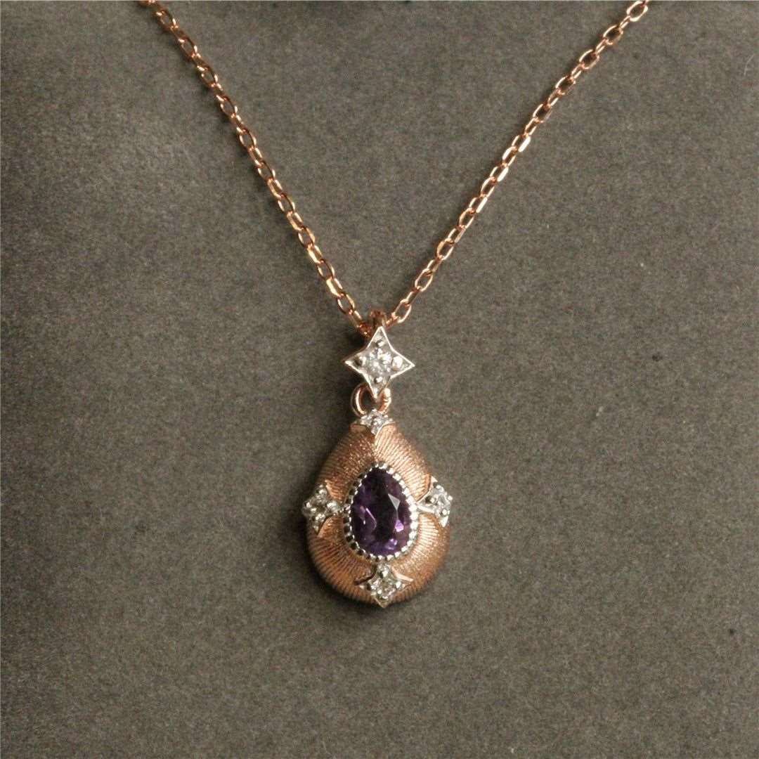 925 Silver Gold Plated Topaz Pendant Amethyst Necklace - Jointcorp