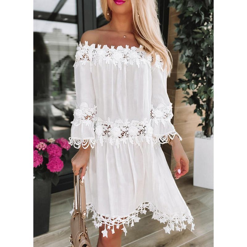 New European And American Tube Top Off Shoulder Lace Dress - Jointcorp