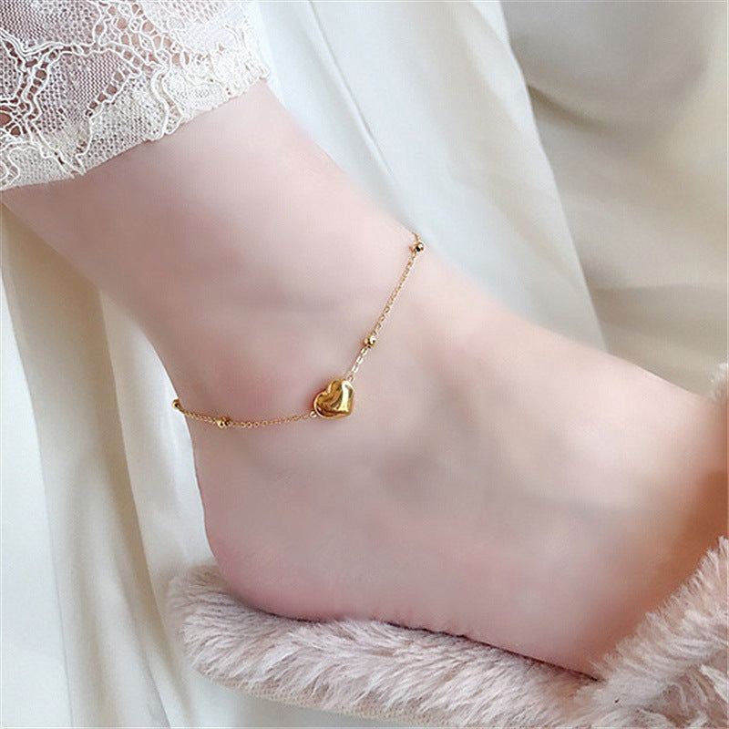 Women's Special-interest Design Titanium Steel 18K Gold Love Anklet - Jointcorp