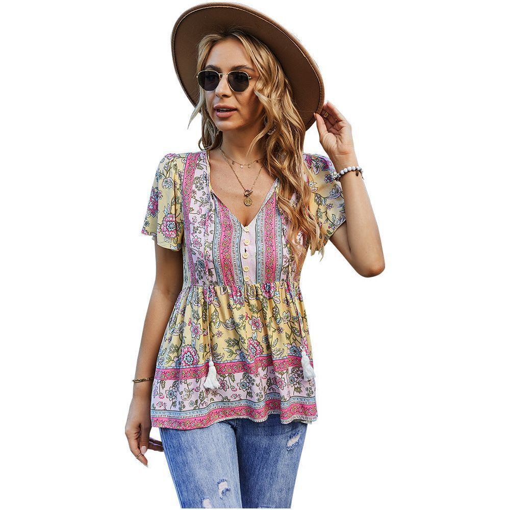Fashion Women's Wear Bohemian Casual Vacation Style Top - Jointcorp