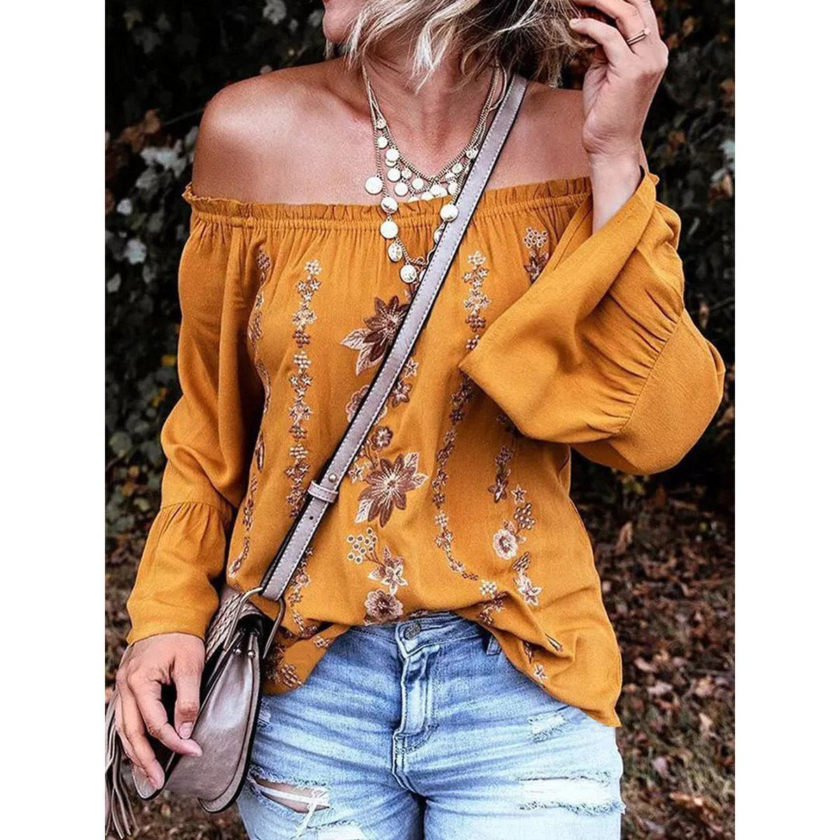 Spring And Autumn Floral Flounce Fashion Shirt