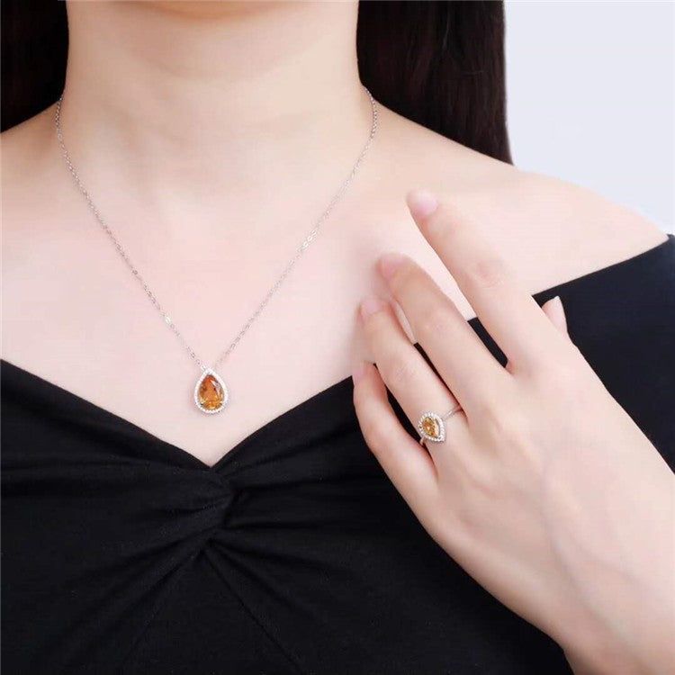 S925 Natural Yellow Crystal Pendant Necklace - Jointcorp