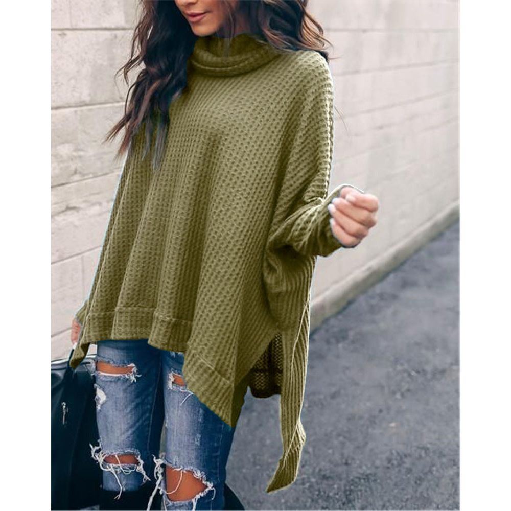 Autumn New Fashion High Collar Long Sleeve Irregular Women's Top Sweater - Jointcorp