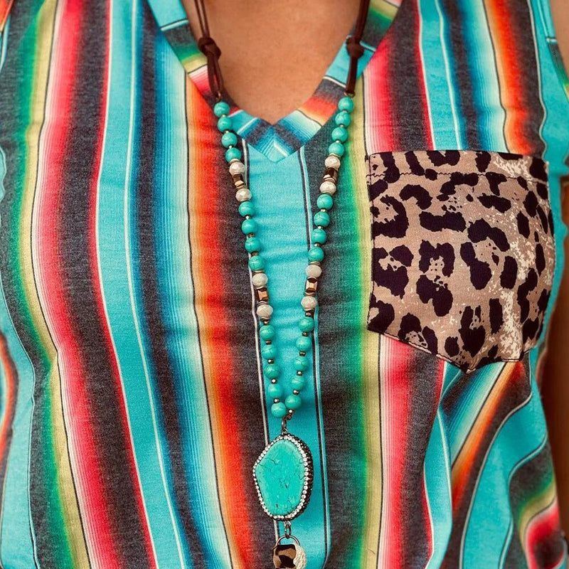 Summer New Leopard Print Color Stripes Top Ladies Loose Splicing Pullover Bottoming Vest - Jointcorp