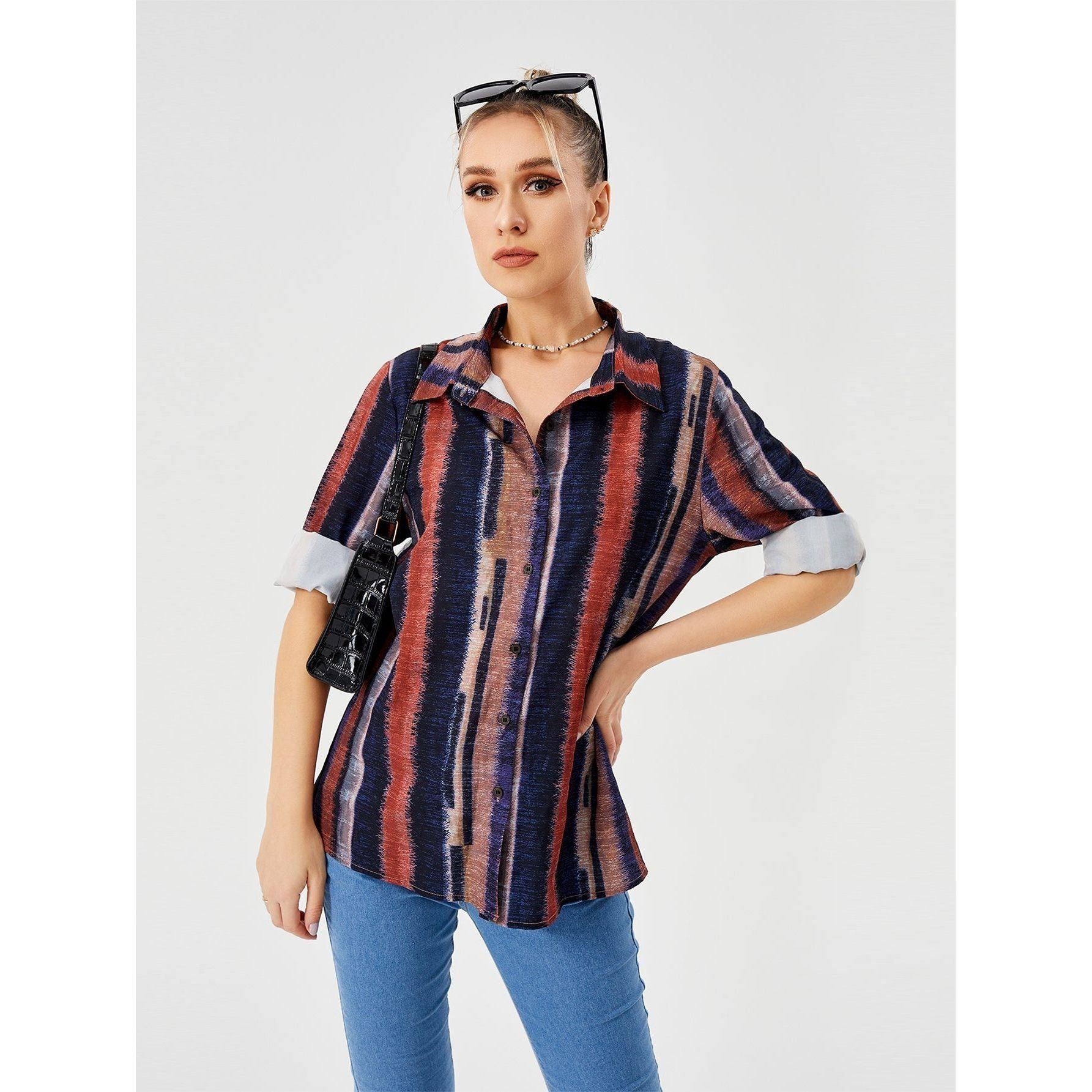 Women's Casual Loose Striped Shirt