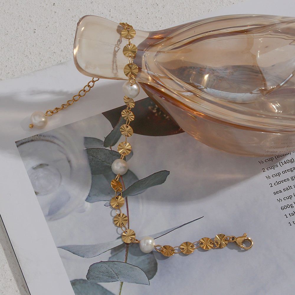 Round Snowflake Freshwater Pearl Bracelet Necklace For Women - Jointcorp