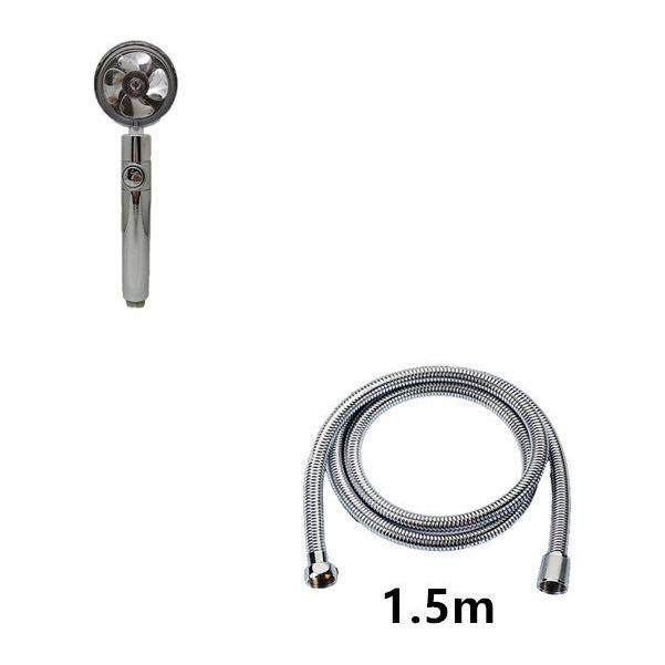 Propeller Driven Shower Head With Stop Button And Cotton Filter Turbocharged High Pressure Handheld Shower Nozzle