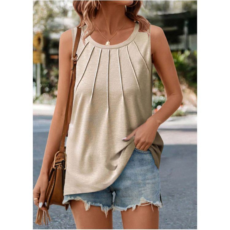 Women's Toothpick Round Neck Sleeveless Vest T-shirt - Jointcorp