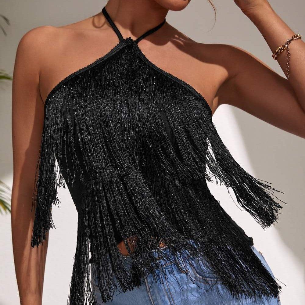 Sling Fashion Tassel Suspender Halter Top - Jointcorp