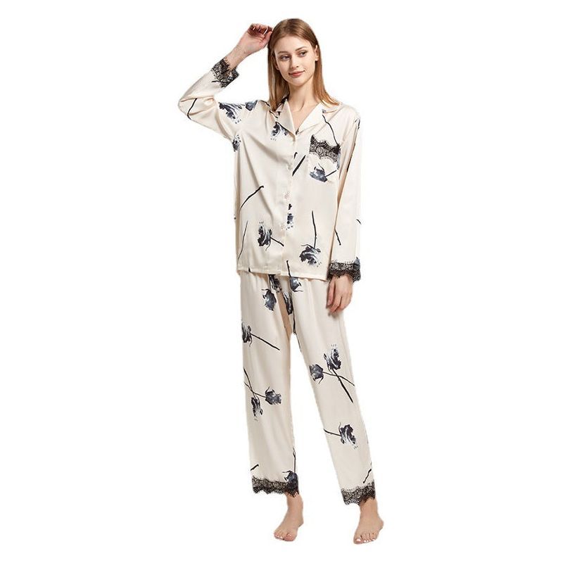 Women's Fashion Indoor Cool Feeling Ice Silk Pajamas Set - Jointcorp