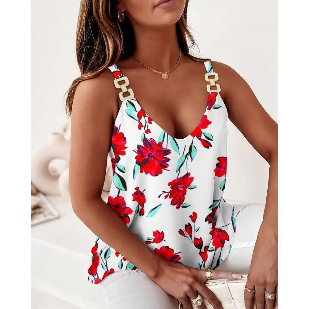 Sleeveless Chain Sling Printed For Women