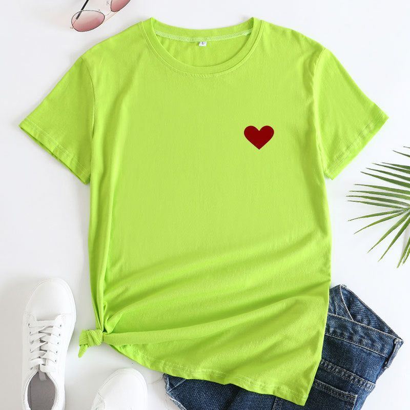 Simple And Comfortable Pure Cotton Love Short Sleeve Women's T-shirt