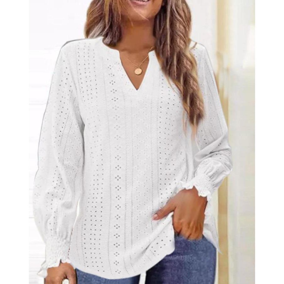 Summer New Ladies T-shirt Hollow-out Waist Ruffle Sleeve Casual Top