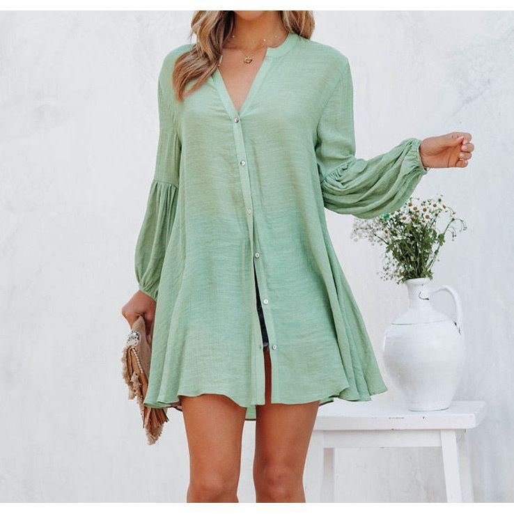 Women's Solid Color Stitching Casual Loose Cardigan Button T-shirt - Jointcorp