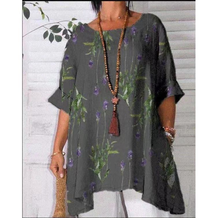 Women's Short Sleeve Round Neck Loose Large Size Printed T-shirt Top - Jointcorp