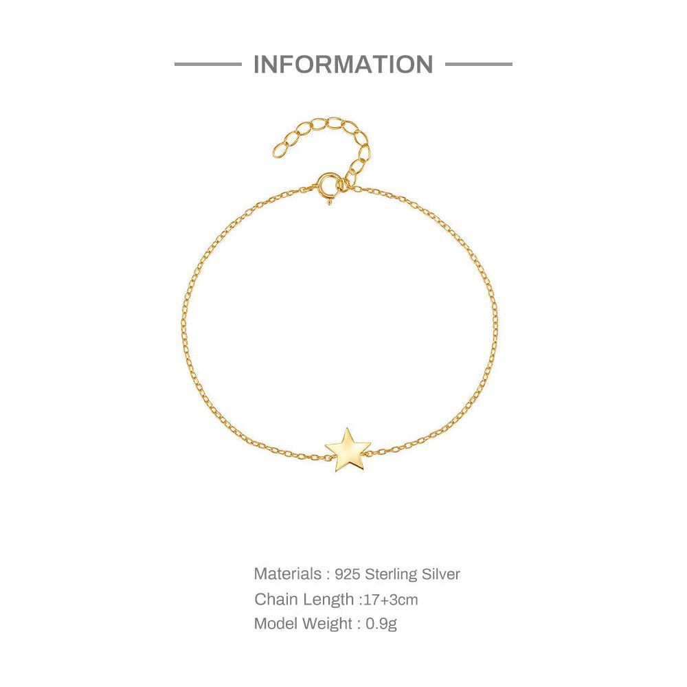 S925 Sterling Silver All-match Adjustable Five-pointed Star Bracelet - Jointcorp