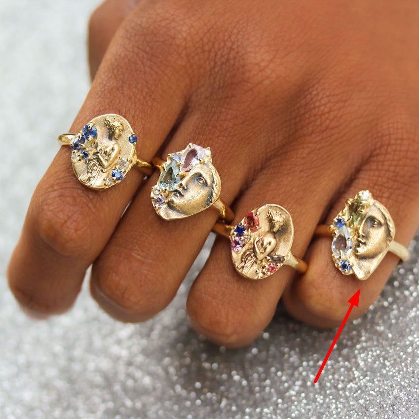 Literary Retro Greek Mythology Color Zirconium Mogul Art Necklace - Jointcorp