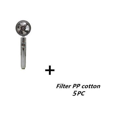 Propeller Driven Shower Head With Stop Button And Cotton Filter Turbocharged High Pressure Handheld Shower Nozzle