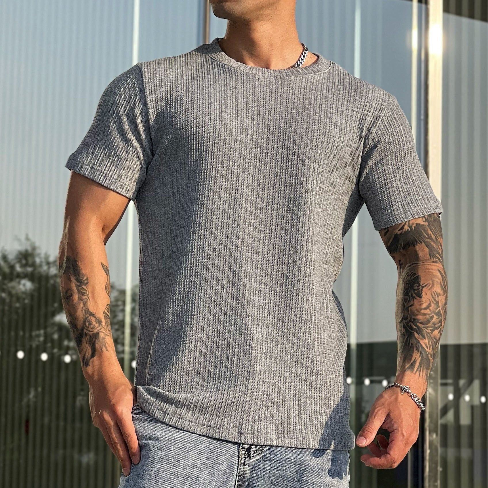 Men's Breathable Stretch Sports Fitness Crewneck Top - Jointcorp