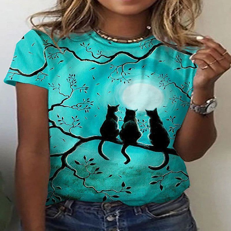 Pattern Painting 3D Printing Short-sleeved Women's T-shirt