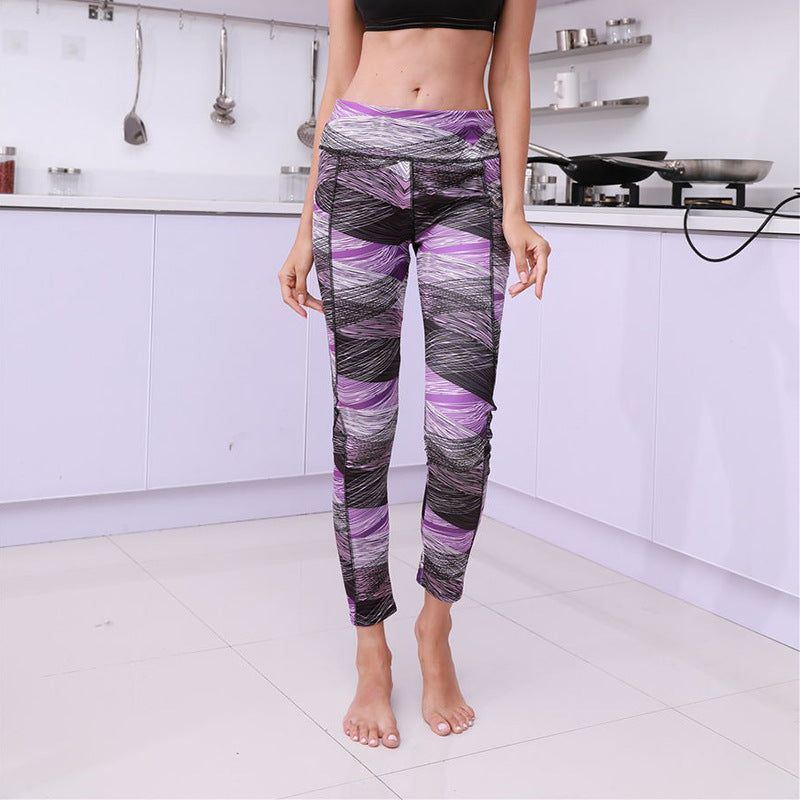 Printed Pocket Slim Leggings Women's Sports Buttocks Yoga Pants - Jointcorp
