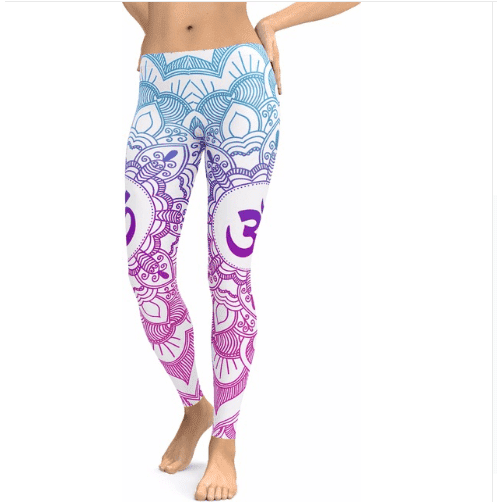 New Blue Decolorization Mandala Leggings Women Plus Size XL Athletic Yoga Leggings Running Fitness Workout Pants - Jointcorp