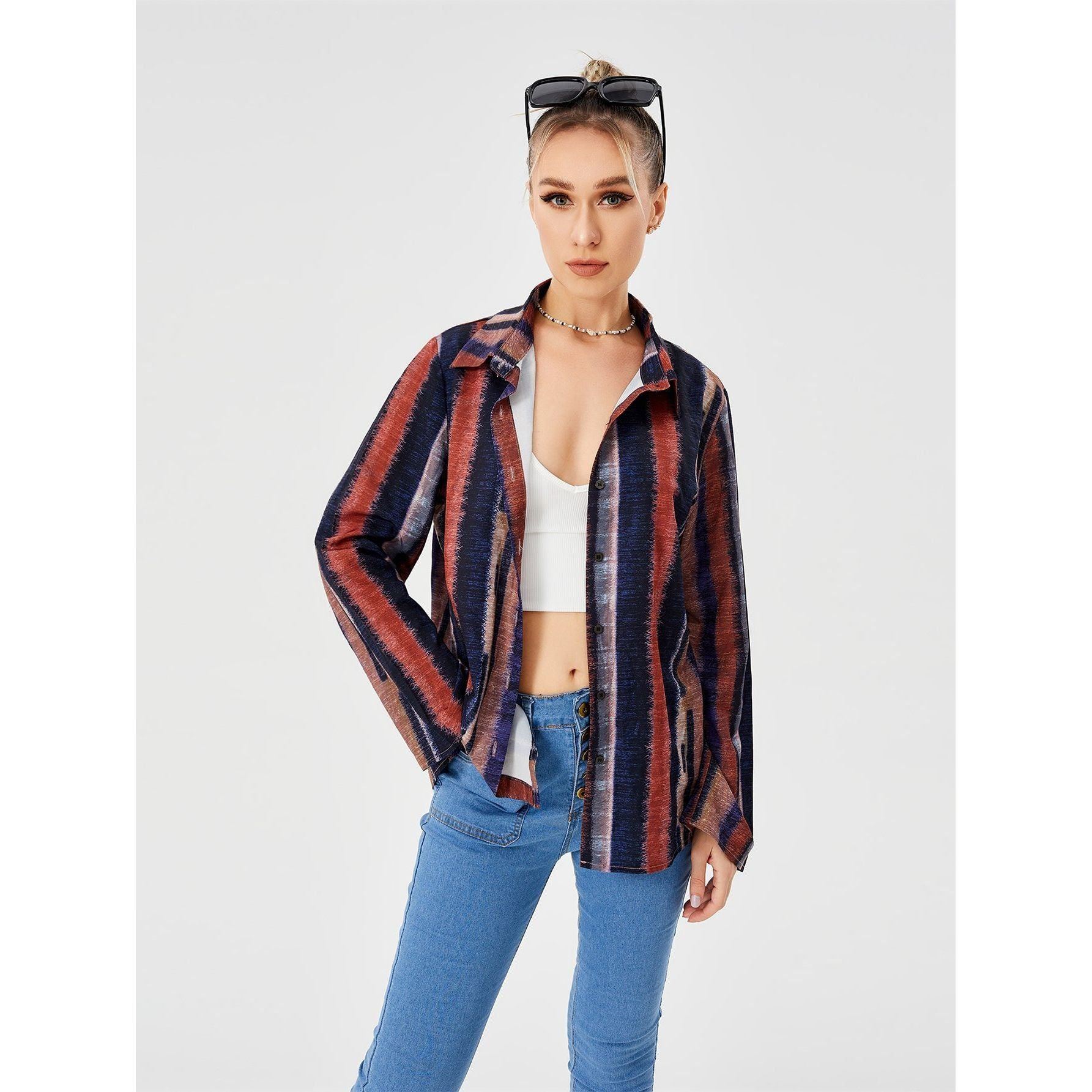 Women's Casual Loose Striped Shirt