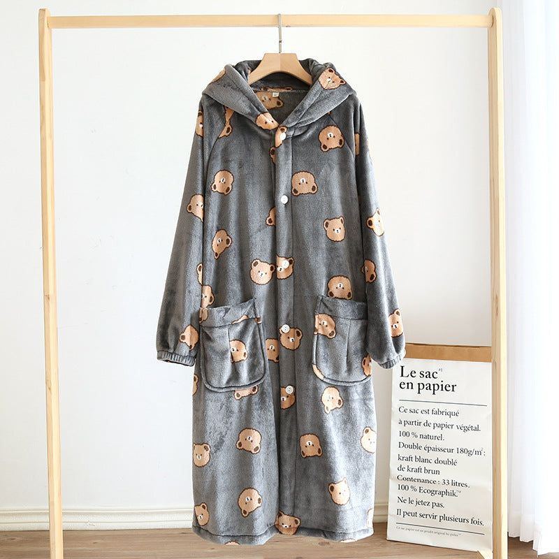 Couple Pajamas Coral Velvet Men And Women Thickening Plus Velvet Long - Jointcorp