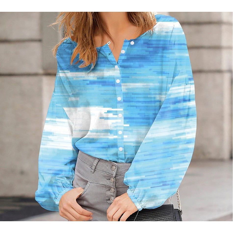 Bubble Sleeved Lapel Loose Fitting Women's Shirt - Jointcorp