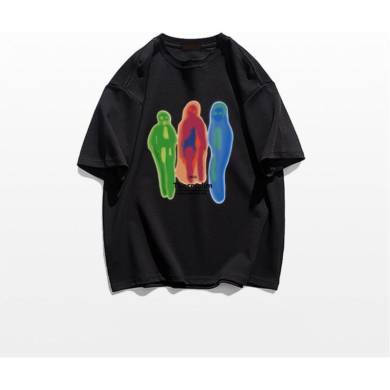 American Street Niche Design Short-sleeved T-shirt Retro Shoulder