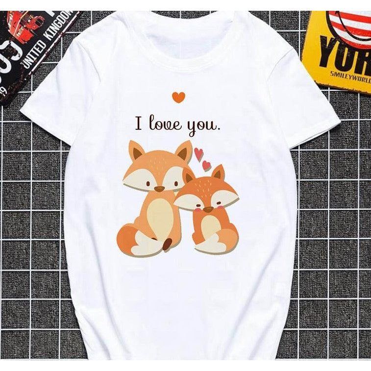 Cute fox printed T shirt Women Harajuku Tshirt Thin section