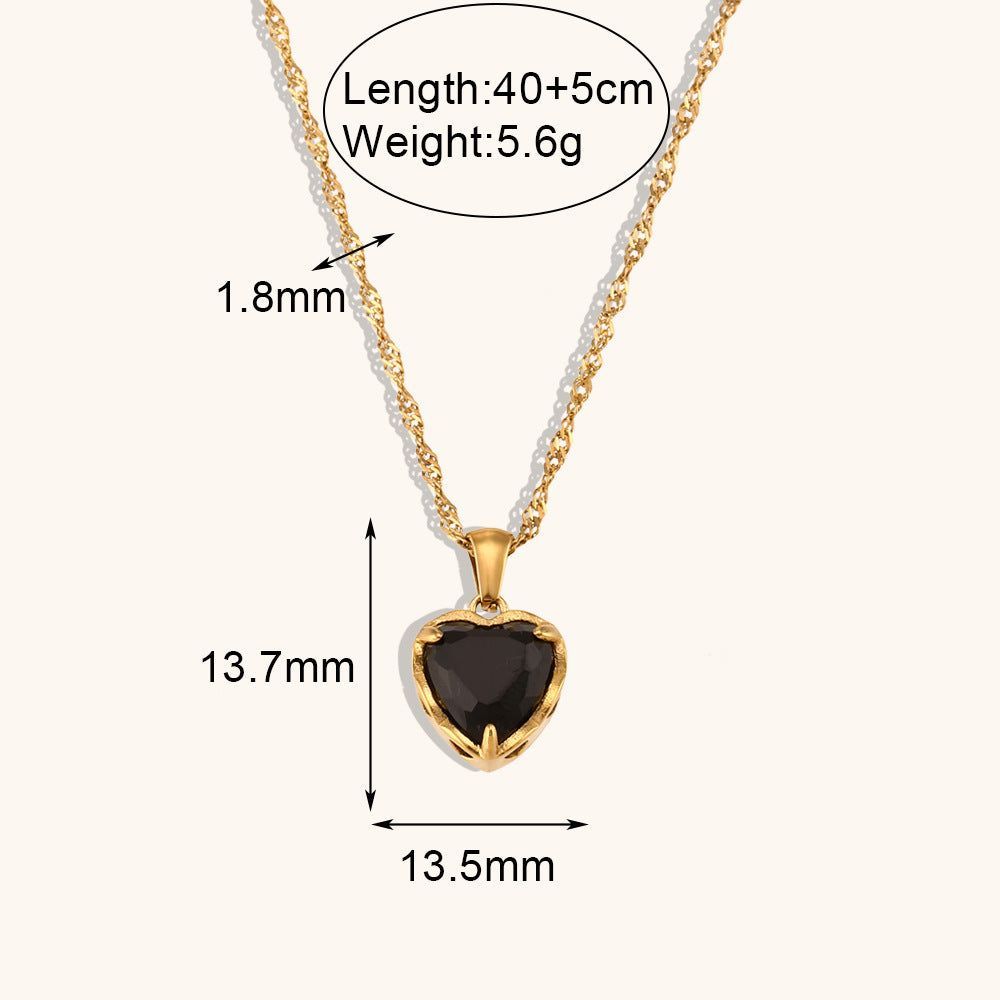 Heart-shaped Zircon Pendant Clavicle Chain Niche Gold Necklace Ornament - Jointcorp